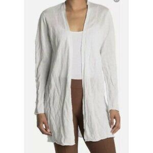 $278 Eileen Fisher TENCEL & METAL LONG CARDIGAN Ivory Size M